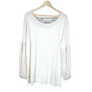 We The Free Womens Small Top Boho Jade Long Sleeve Cream Peasant Coastal Cowgirl